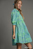 Dress - Two Tone Tiered Dress - Mint Blue