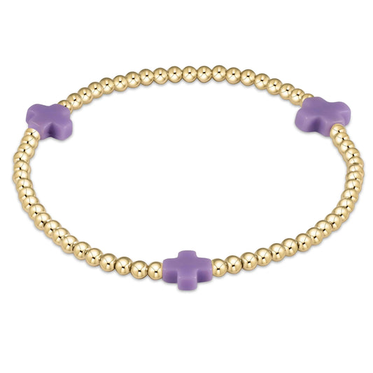 Enewton - egirl Signature Cross Gold Pattern 3mm Bead Bracelet - Purple - Findlay Rowe Designs