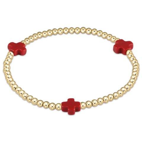 Enewton - egirl Signature Cross Gold Pattern 3mm Bead Bracelet - Red - Findlay Rowe Designs