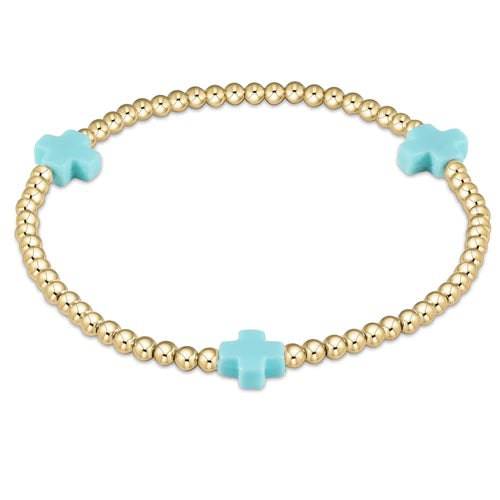 Enewton Extends - Signature Cross Gold 3mm Bead Bracelet - Turquoise - Findlay Rowe Designs