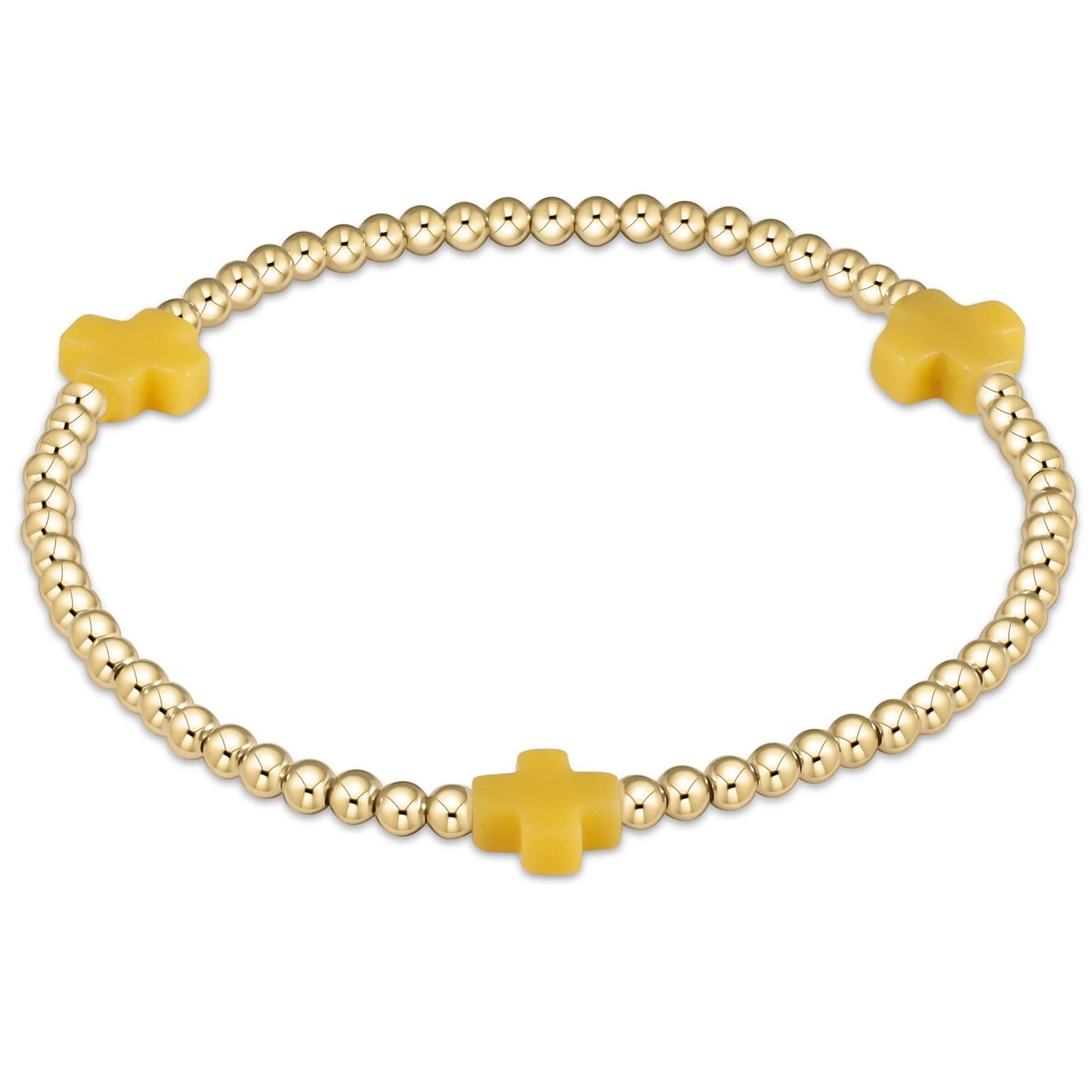 Enewton - Signature Cross Gold 3mm Bead Bracelet - Canary - Findlay Rowe Designs