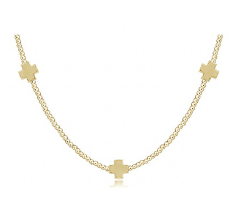 ENewton - 15" Choker Signature Cross Gold Pattern 2mm Bead - Signature Cross Gold | Findlay Rowe Designs