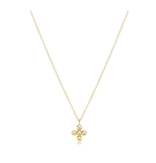 Enewton - Necklace Gold - Classic Beaded Signature Cross Gold Charm - 4mm Bead