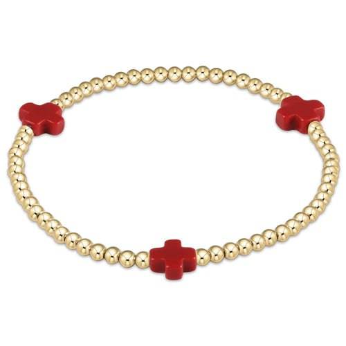 Enewton - Signature Cross Gold 3mm Bead Bracelet - Red - Findlay Rowe Designs