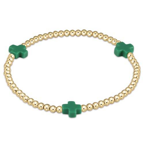 Enewton - Signature Cross Gold 3mm Bead Bracelet - Emerald - Findlay Rowe Designs