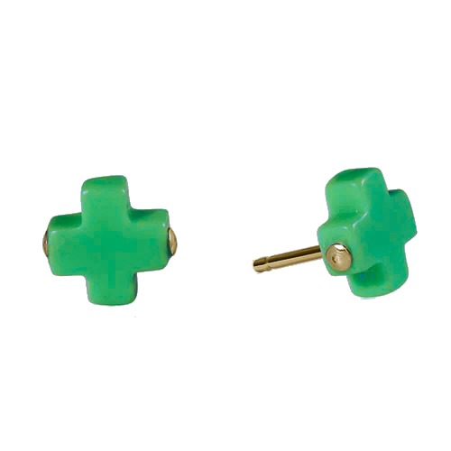 Enewton - Earring - Signature Cross Studs - Emerald