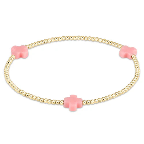 Enewton - Signature Cross Gold Pattern 2mm Bead Bracelet - Pink