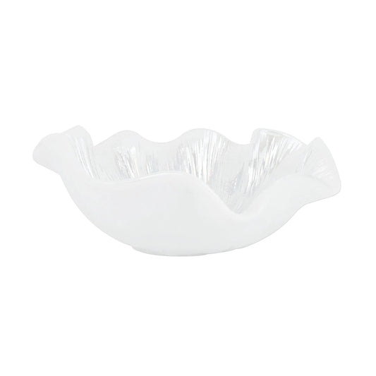 Vietri- ONDA GLASS WHITE RUFFLED ROUND BOWL - Findlay Rowe Designs