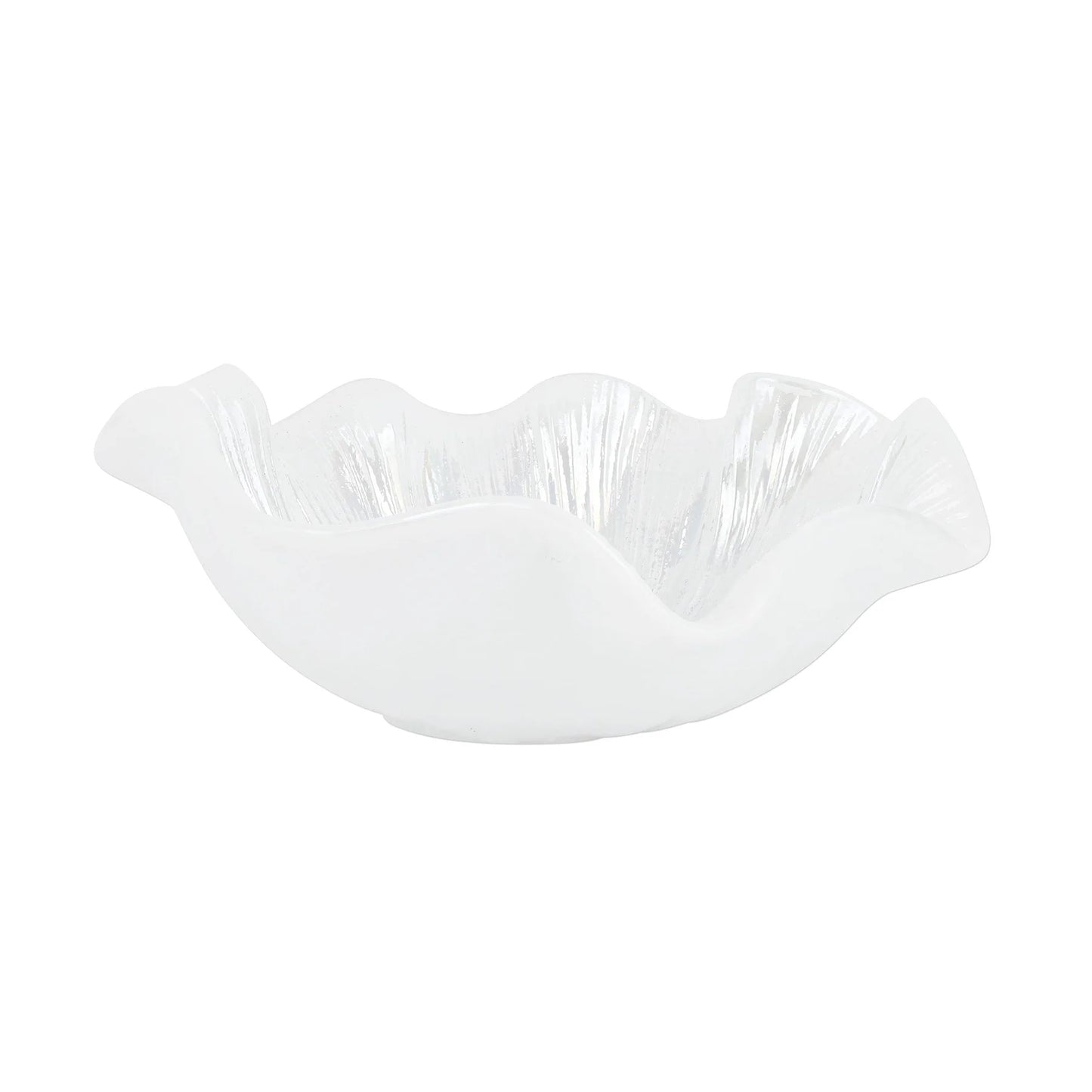 Vietri- ONDA GLASS WHITE RUFFLED ROUND BOWL - NO SHIP - STORE PICKUP - Findlay Rowe Designs