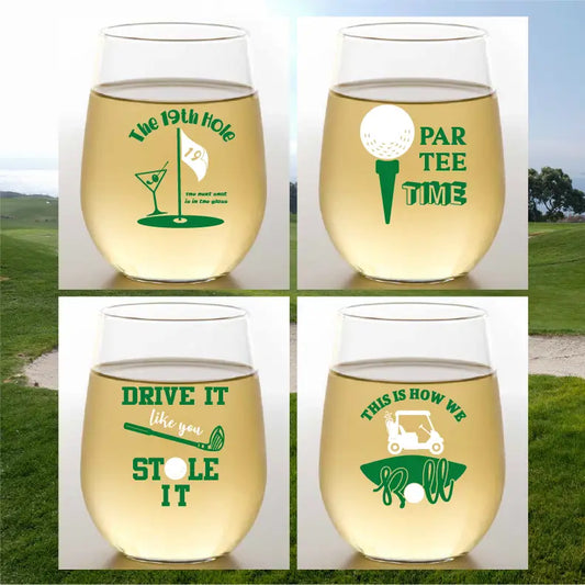 Stemless Wine Glass - Golf Shatterproof - Set of 4 - Findlay Rowe Designs