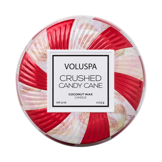 Voluspa - CRUSHED CANDY CANE MINI TIN CANDLE - Findlay Rowe Designs