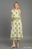 Dress - Borderprint Double Layered Midi - Green