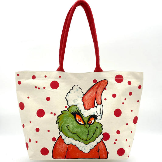 Tote Bag - Green Grinchy Santa - Red