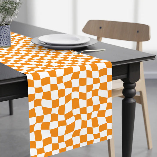 Hey Y'all Party - Paper Table Runner - Orange Checkerboard