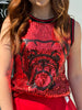 Top - Sequined Bulldog Sleeveless - Red - Findlay Rowe Designs