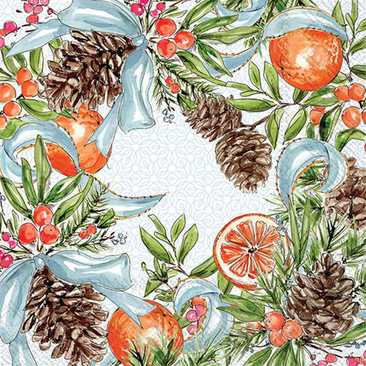 Rosanne Beck - Luncheon Napkin - Pinecones And Ribbons - Findlay Rowe Designs