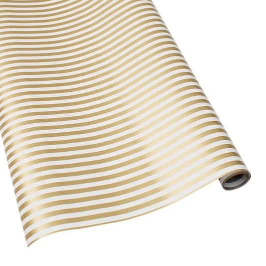 Caspari - Gift Wrap Roll - Club Stripe Reversible -Gold Silver   STORE PICKUP ONLY