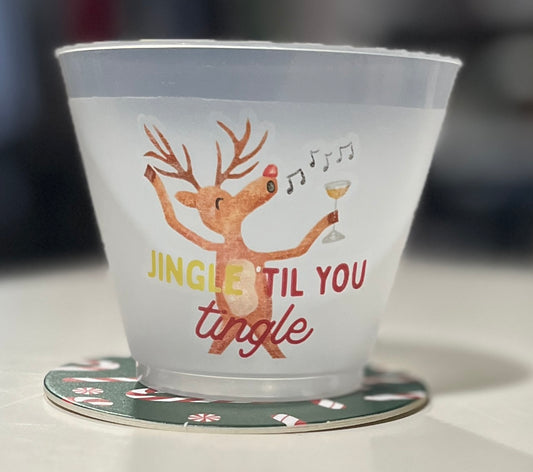 Mud Pie - Christmas Party Cup & Coaster - Set of 10