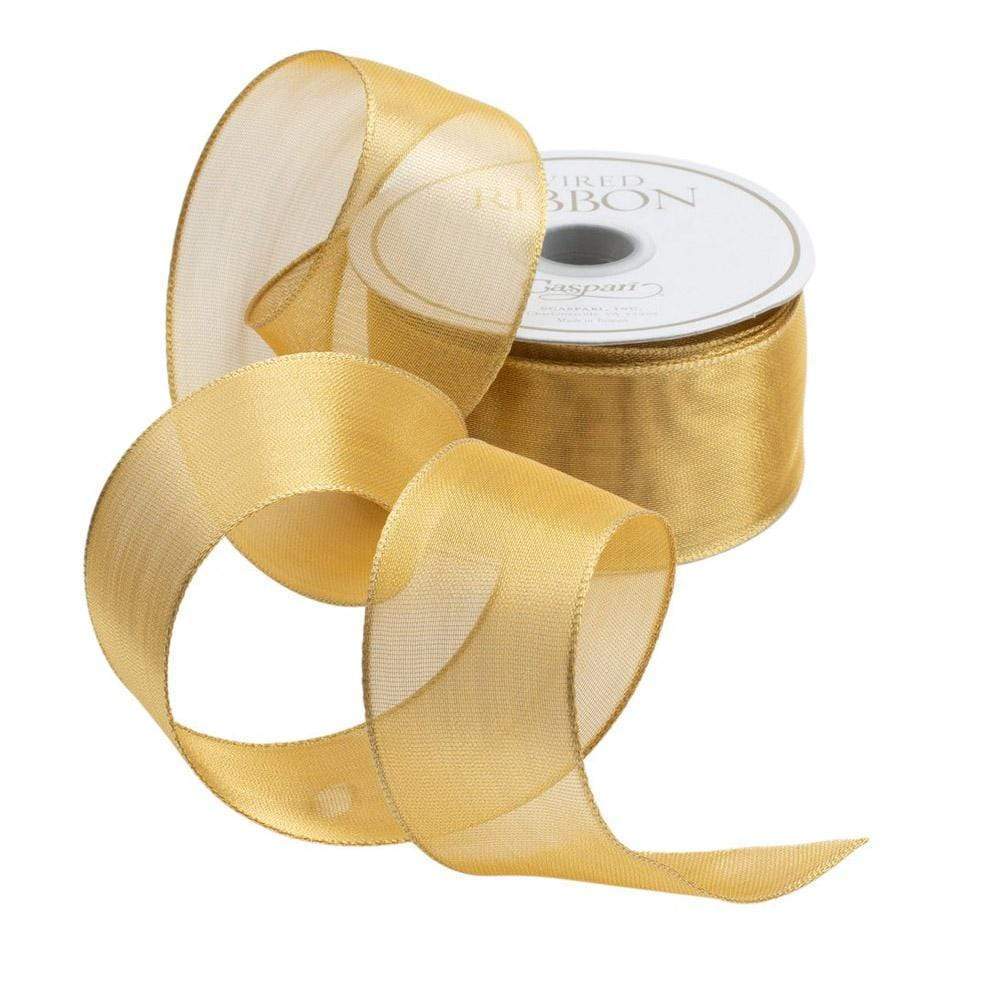 CASPARI- Sheer Gold Wired Ribbon - 9 Yard Spool - Findlay Rowe Designs