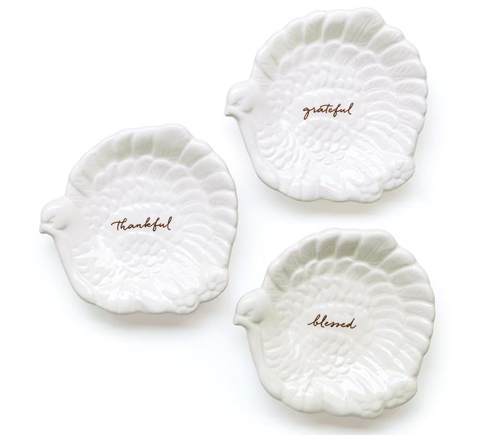 White Turkey Plates with Message - Findlay Rowe Designs