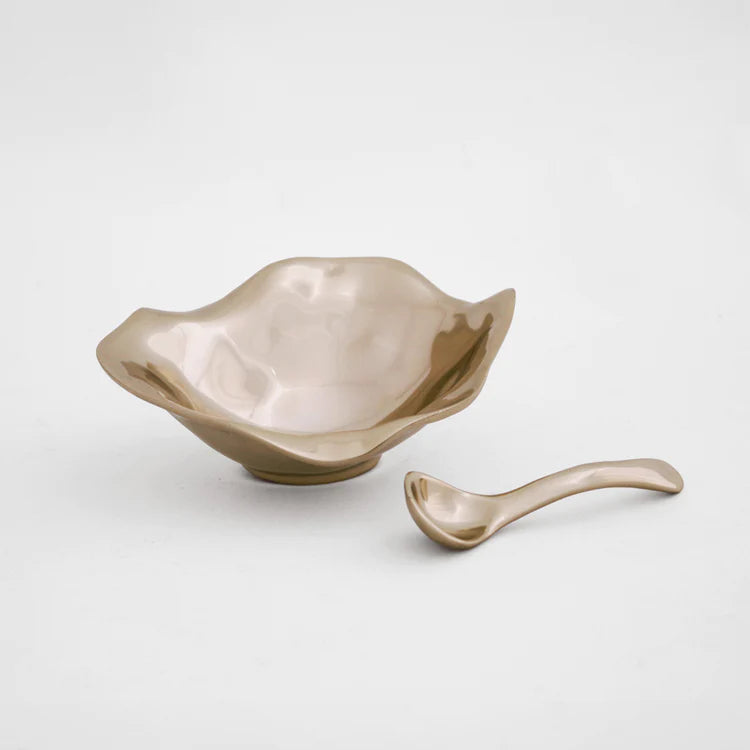 Beatriz Ball - GIFTABLES Sierra Modern Small Oval Bowl with Spoon (Shiny Gold) - Findlay Rowe Designs