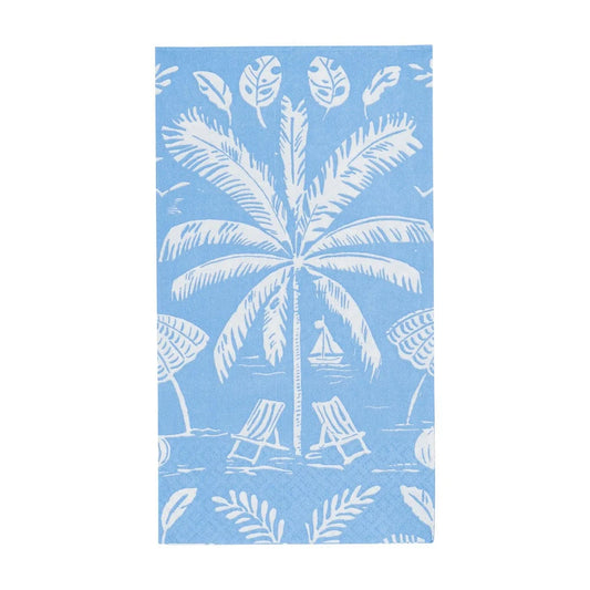 Caspari - Guest Towel Napkins - Palms And Parasols Ocean