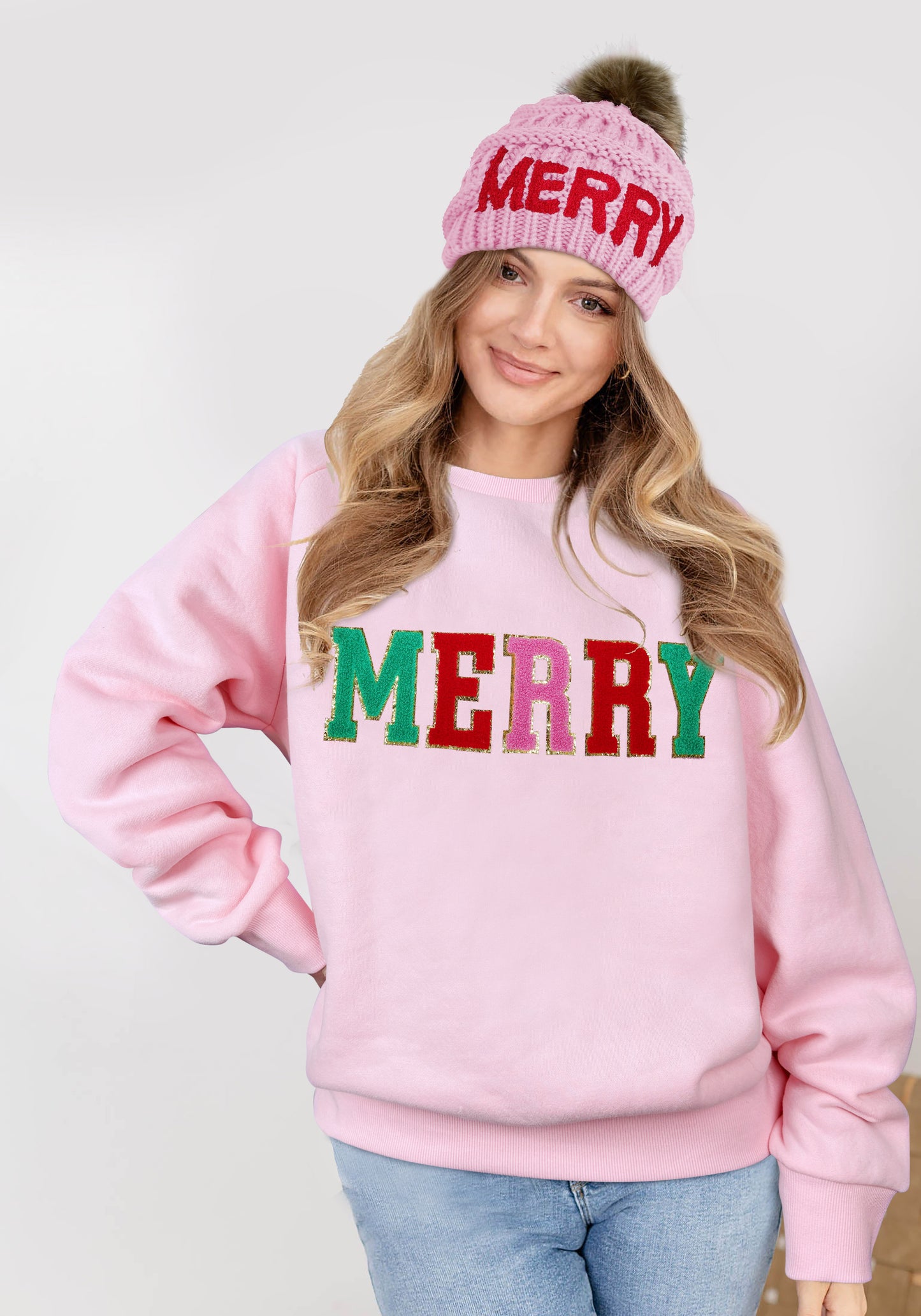 Sweatshirt - Chenille Merry - Pink - Findlay Rowe Designs