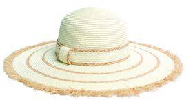 Jen & Co -  Wide Brim Straw Hat W/ Contrast Trim In Natural - Findlay Rowe Designs