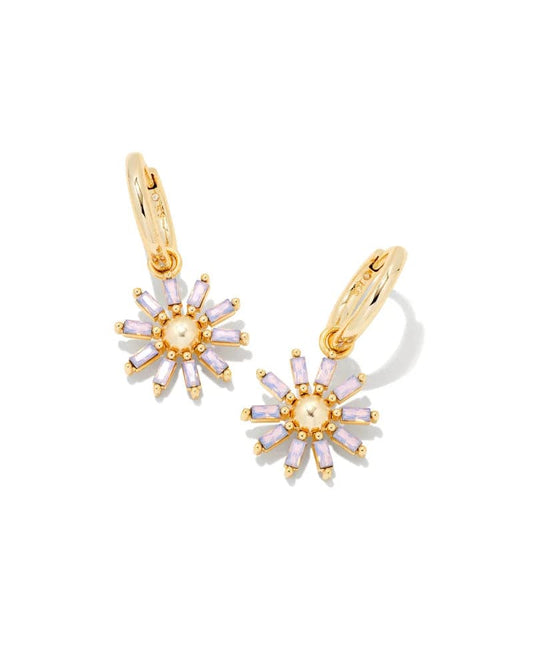 Kendra Scott - Madison Daisy Convertible Gold Huggie Earrings - Pink Opal Crystal - Findlay Rowe Designs