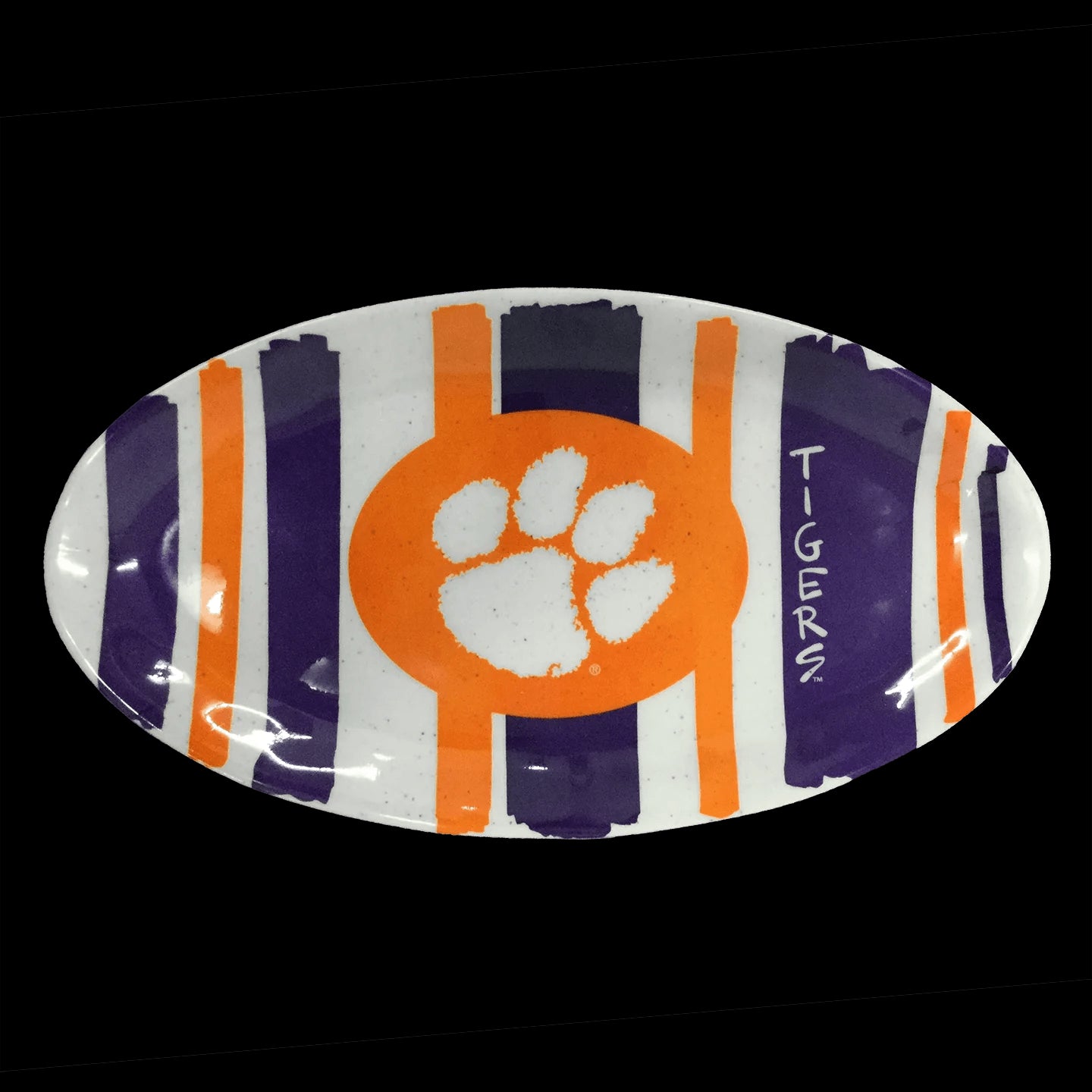 Oval Striped Melamine Platter - Clemson 12" - Findlay Rowe Designs