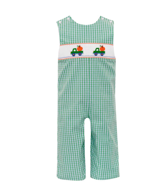 Petit Bebe- Pumpkin Long Jon Jon- Blue & Green Check - Findlay Rowe Designs