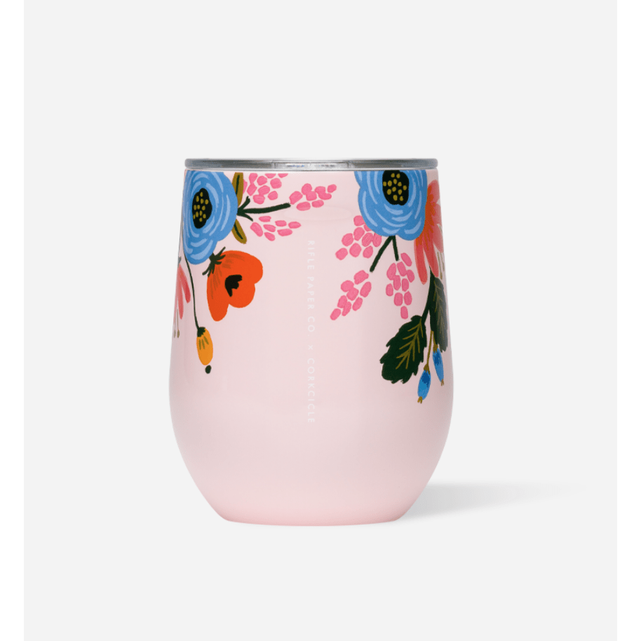 Corkcicle  - Rifle Paper Co. Stemless Wine Cup LIVELY FLORAL BLUSH - Findlay Rowe Designs