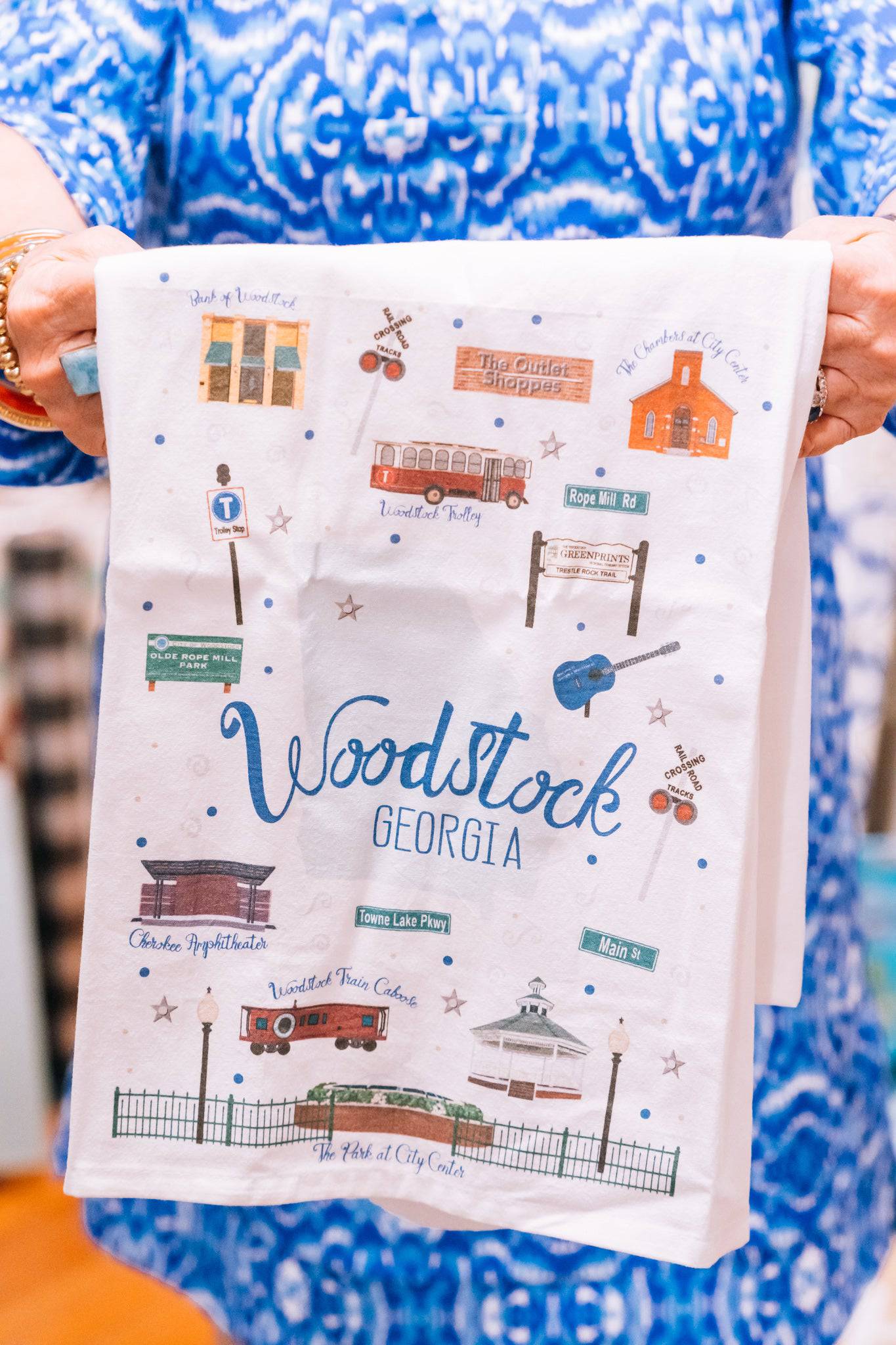 Woodstock, Georgia, City Tea Towel, Kitchen Towel, Dish Towel - Findlay Rowe Designs