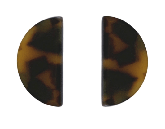 St. Armands - Halfmoon Studs - Brown Tortoise - Findlay Rowe Designs