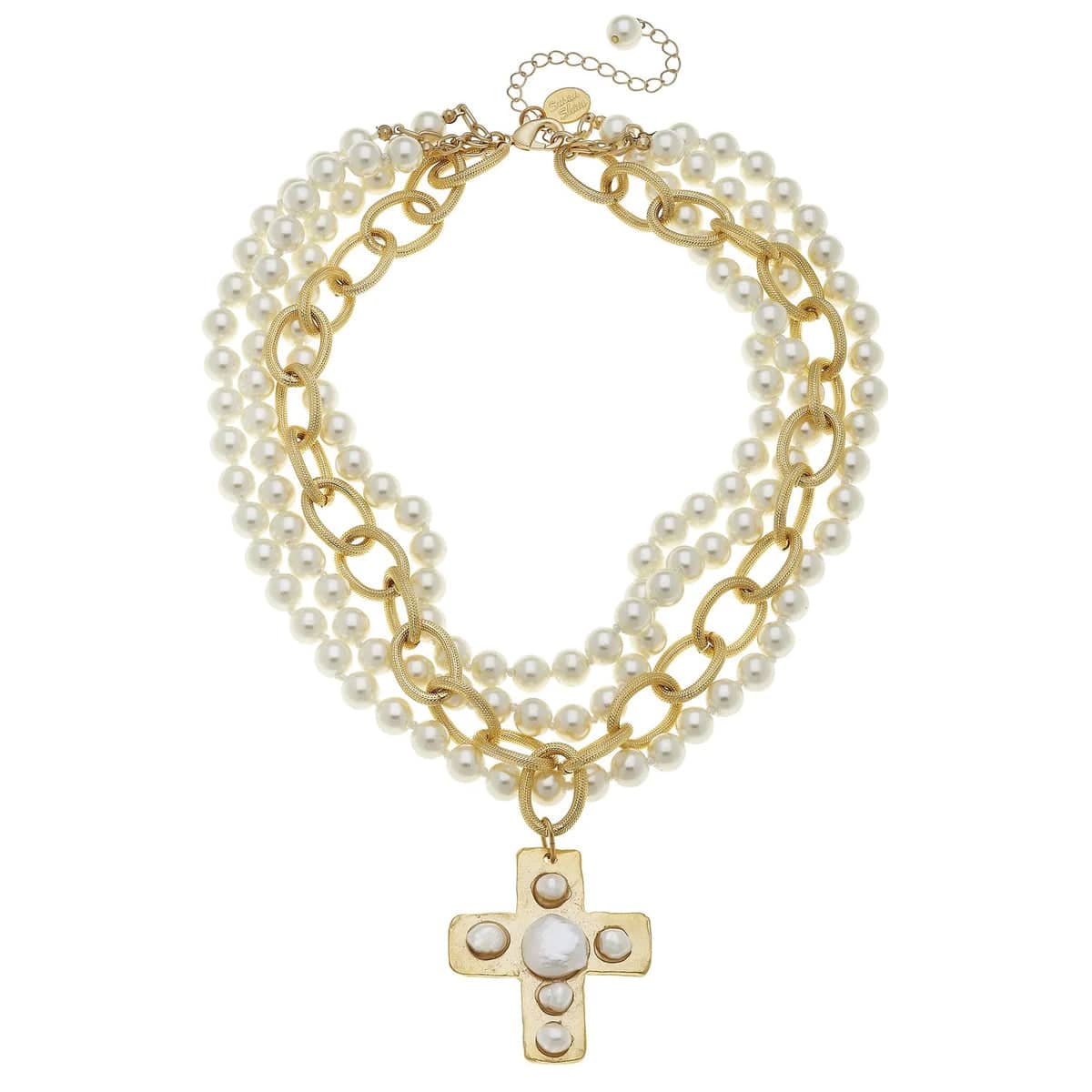 Susan Shaw - Necklace - Pearl Cross Multi-Strand Pearl - Findlay Rowe Designs