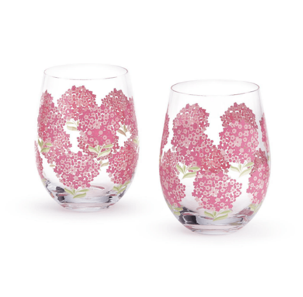 Stemless Wine - Pink Hydrangea - 16oz | Findlay Rowe Design