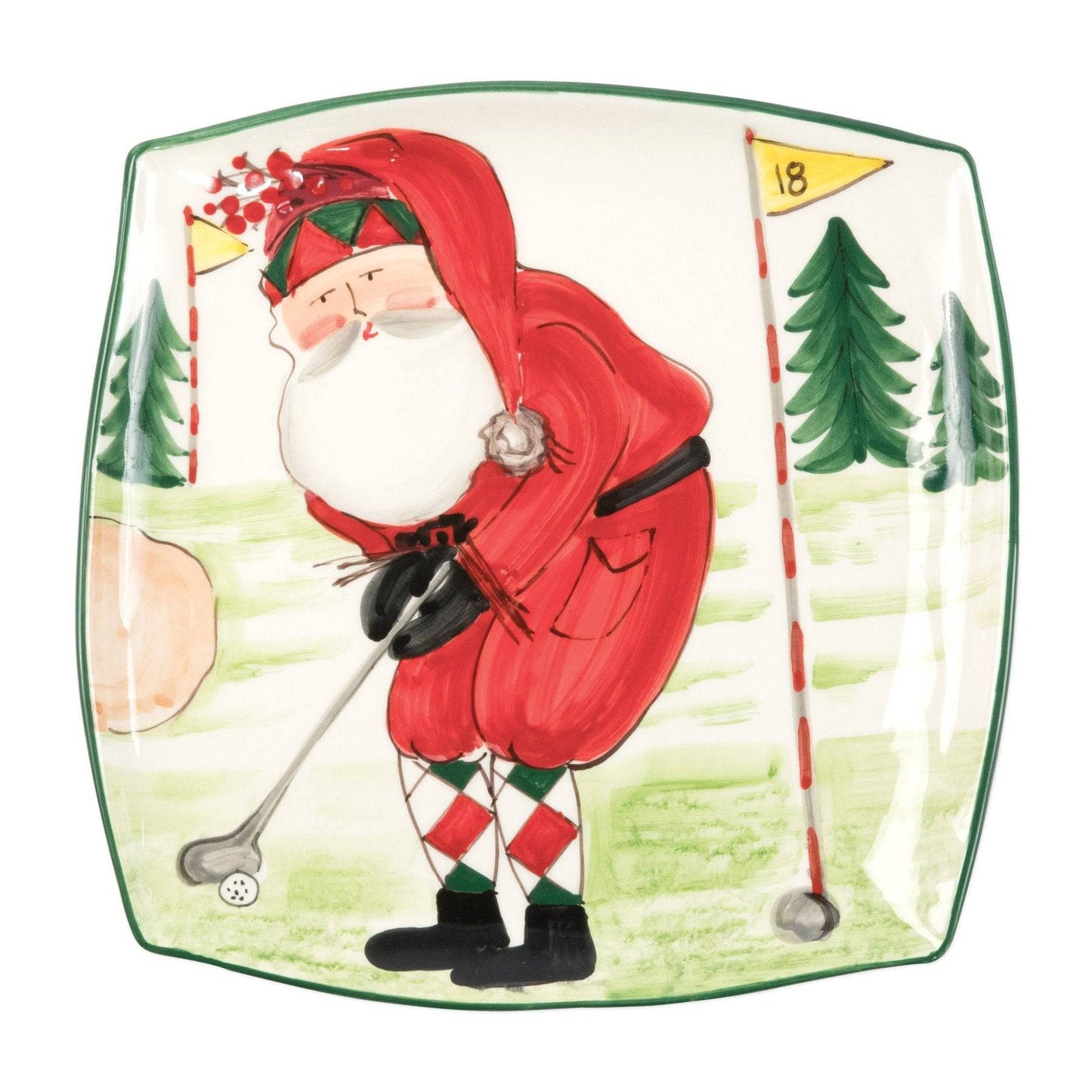 Vietri - Old St. Nick Square Golfing Platter - Findlay Rowe Designs