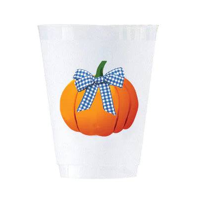 Party Cups - Pumpkin with Blue Bow - Set 8 - Findlay Rowe Designs