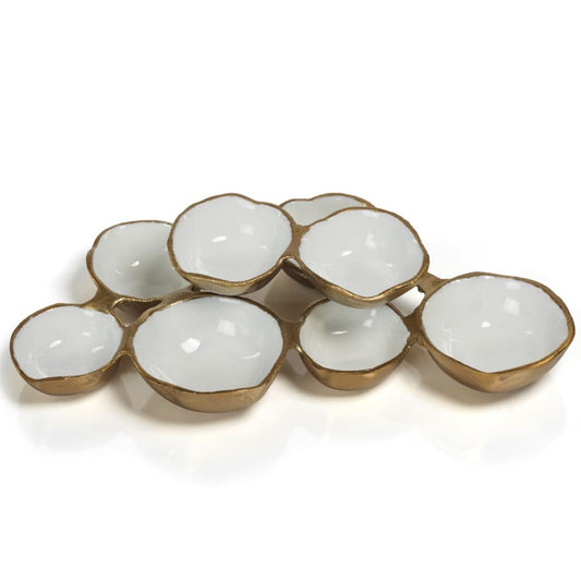 Zodax - Cluster of 8 Round Serving Bowls - Gold/White - Findlay Rowe Designs